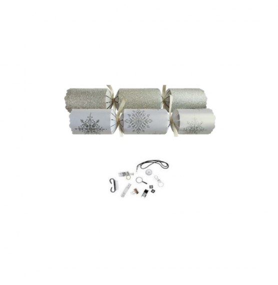 12" Snowflake Sparkle SILVER W/B Mixed Box Cracker